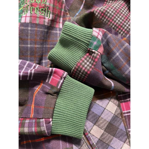 Teddy Fresh Grandpa Jacket Patchwork Plaid Size Small Pocket Multi Color EUC - Picture 10 of 13